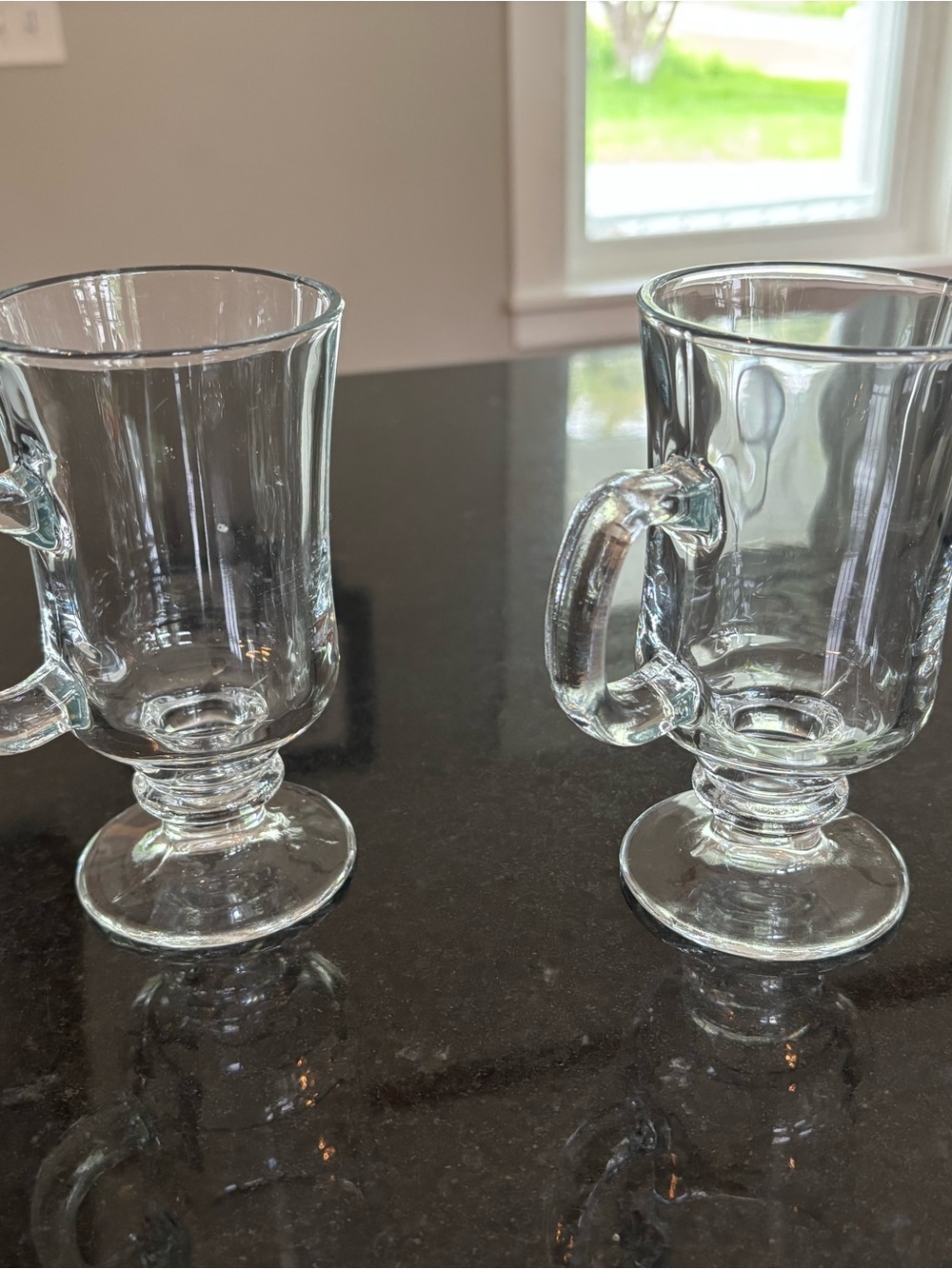 Clear Glass Irish Coffee Mugs with Handle - Set of 2